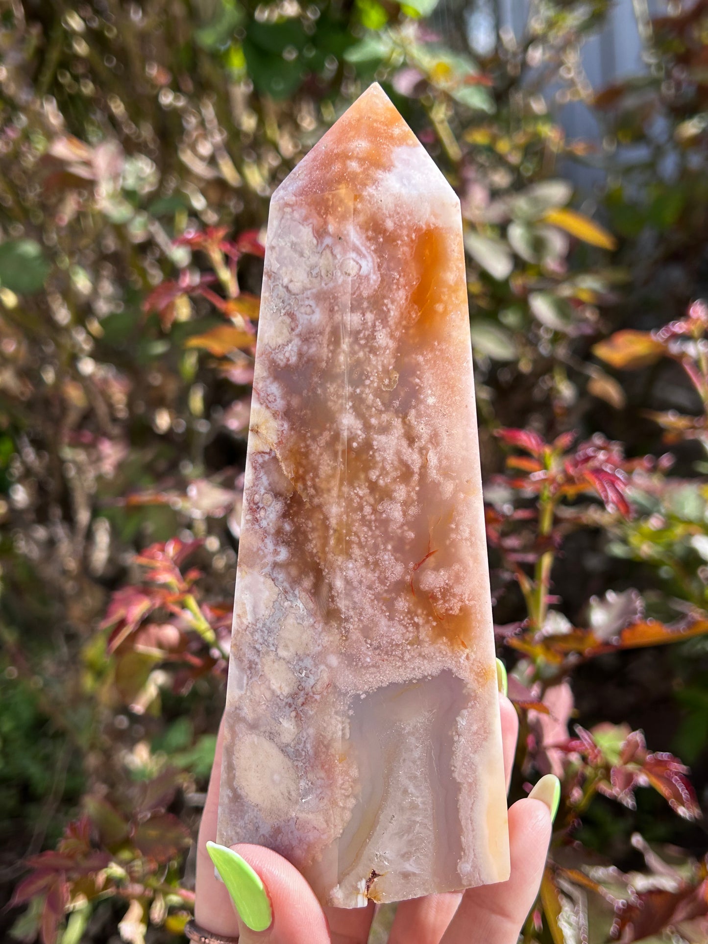 Pink Amethyst & Flower Agate Tower