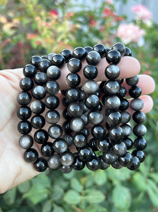 10mm bead Silver Sheen Obsidian