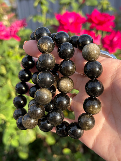 14mm bead Golden Sheen Obsidian