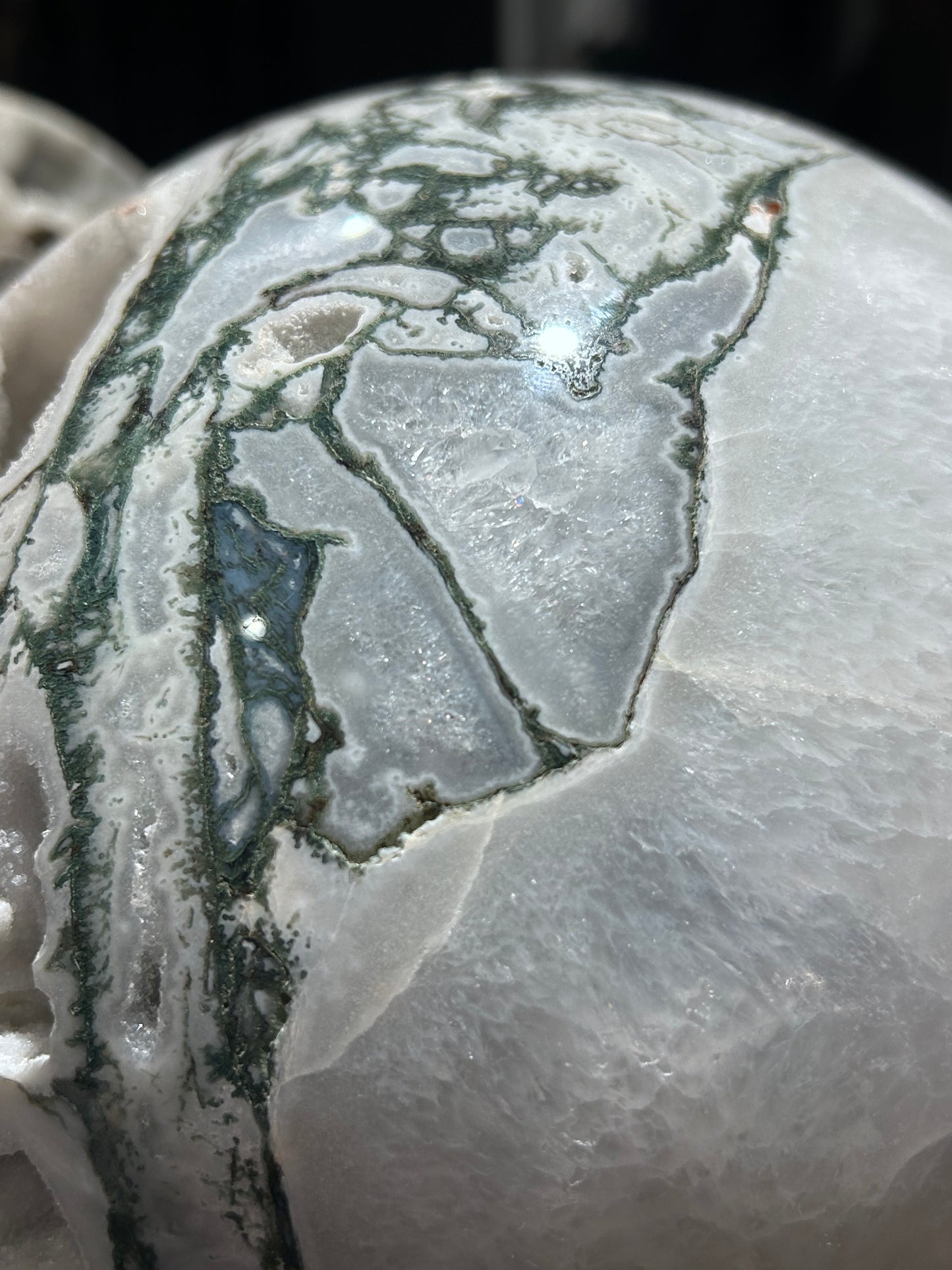 26 lbs Druzy Moss Agate sphere