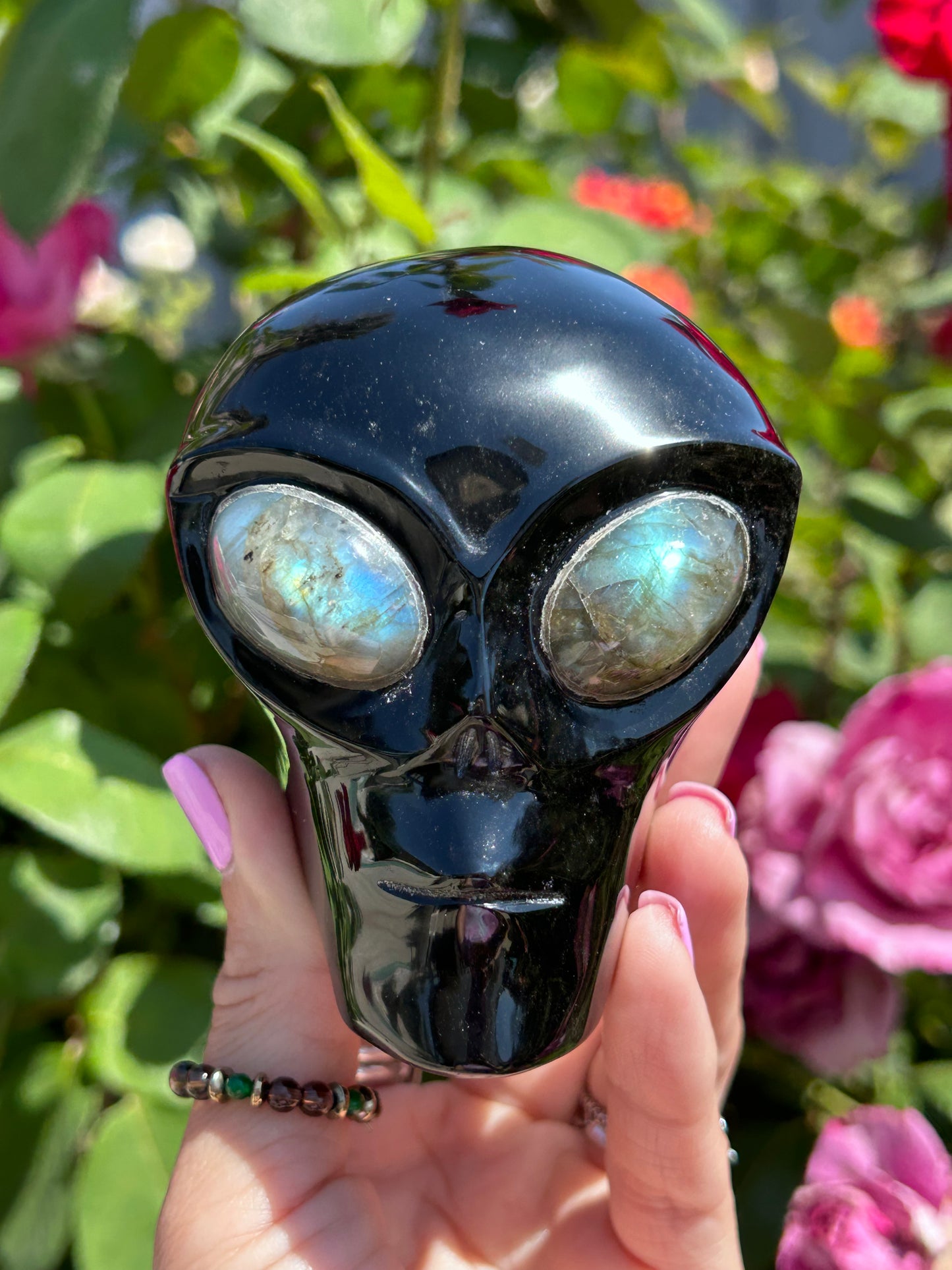 Golden Sheen Obsidian Alien with Labradorite eyes