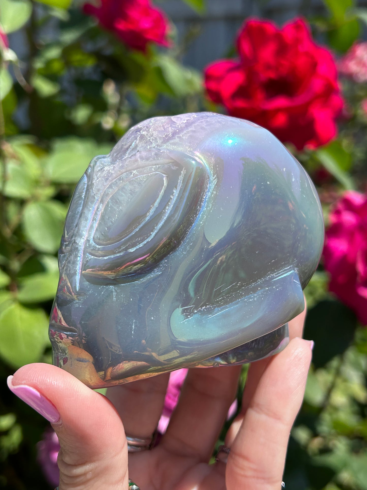 Druzy Agate Star Being/Alien, aura coated