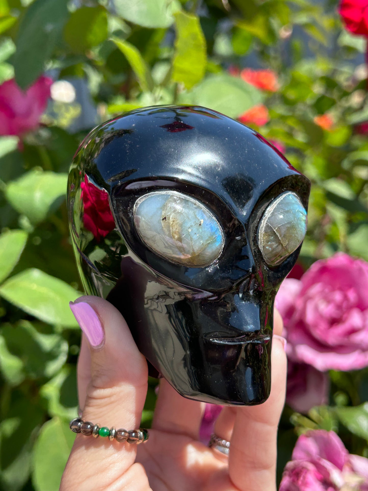 Golden Sheen Obsidian Alien with Labradorite eyes