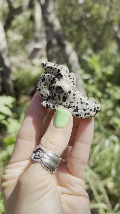 Dalmation Jasper Dragon Head Carving