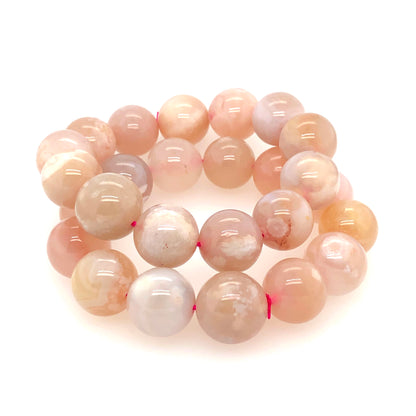 16mm Big Bead Flower Agate Bracelet