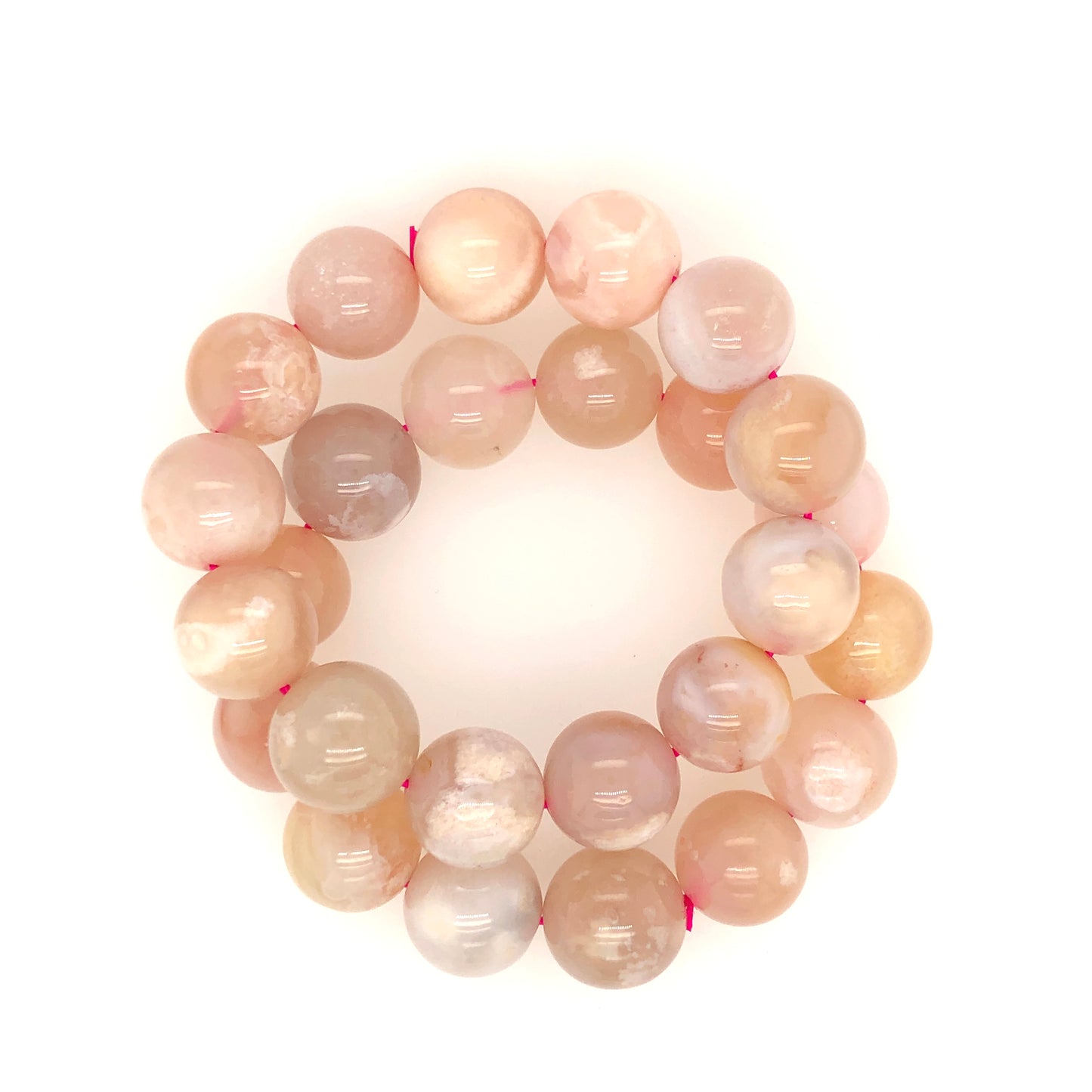 16mm Big Bead Flower Agate Bracelet