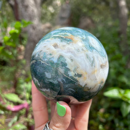 Large Druzy Moss Agate sphere