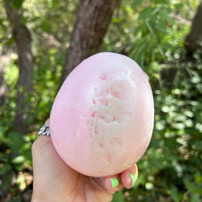 Pink Aragonite druzy skull