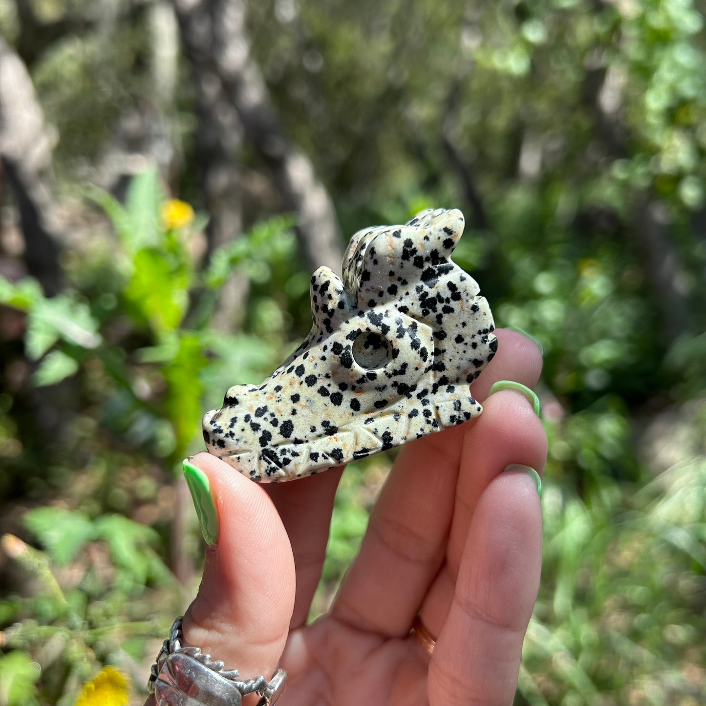 Dalmation Jasper Dragon Head Carving