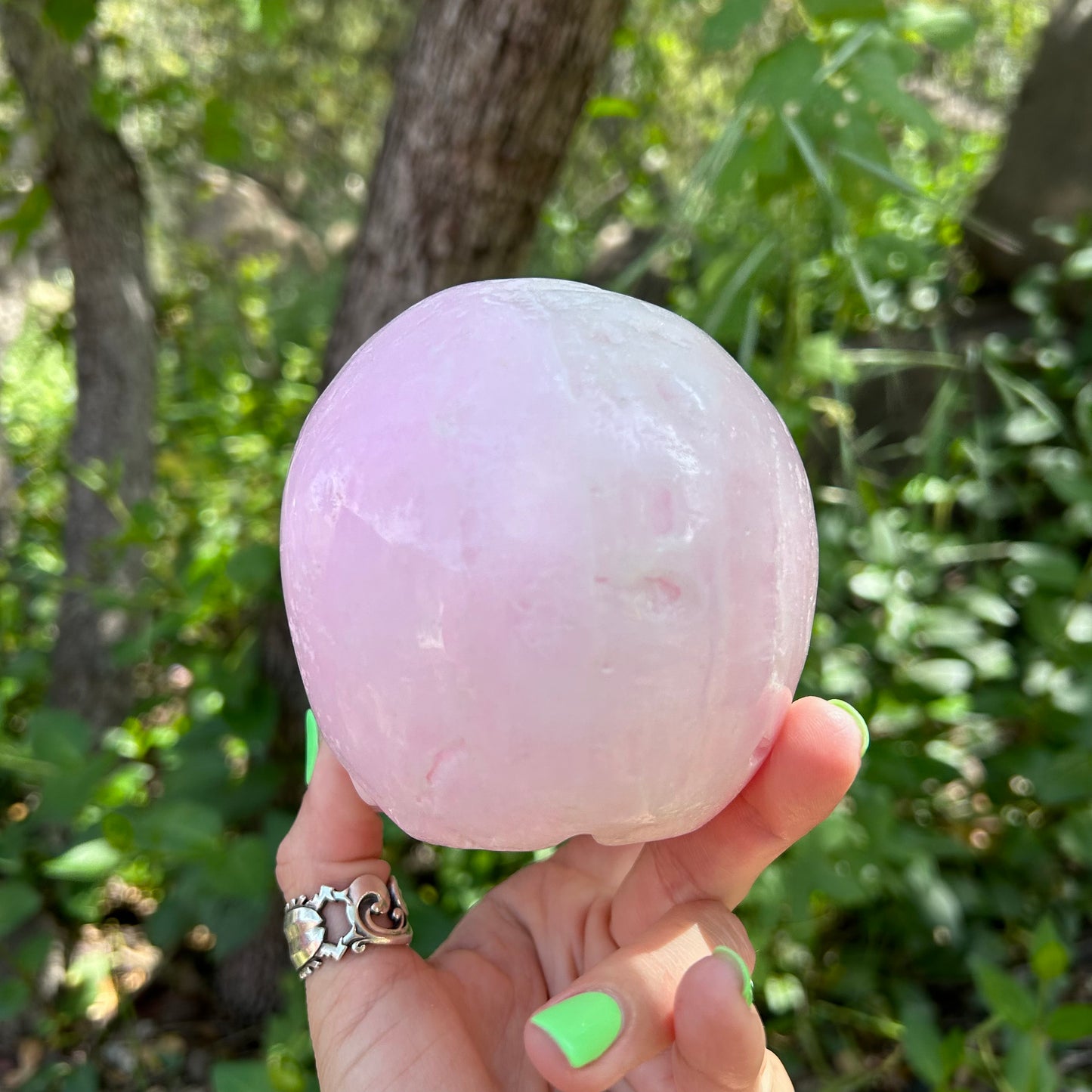 Pink Aragonite druzy skull